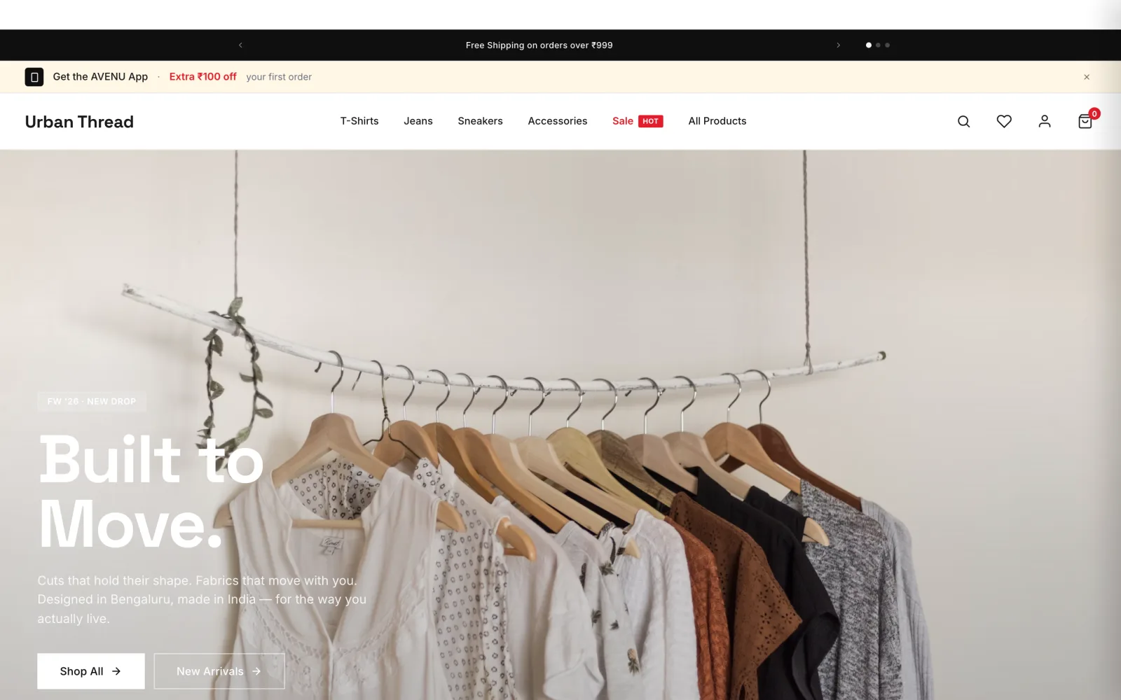A live KartMojo storefront on the Avenu theme